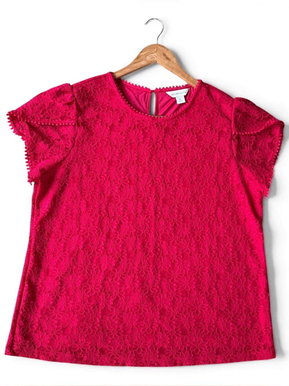 Women’s Liz Claiborne Hot Pink Lace Top XL